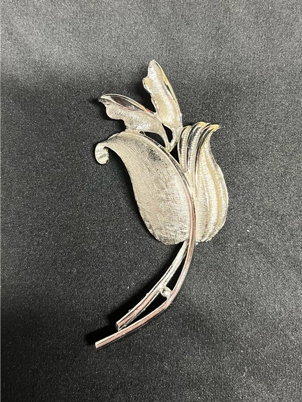 Vintage Silver Tulip Floral Brooch